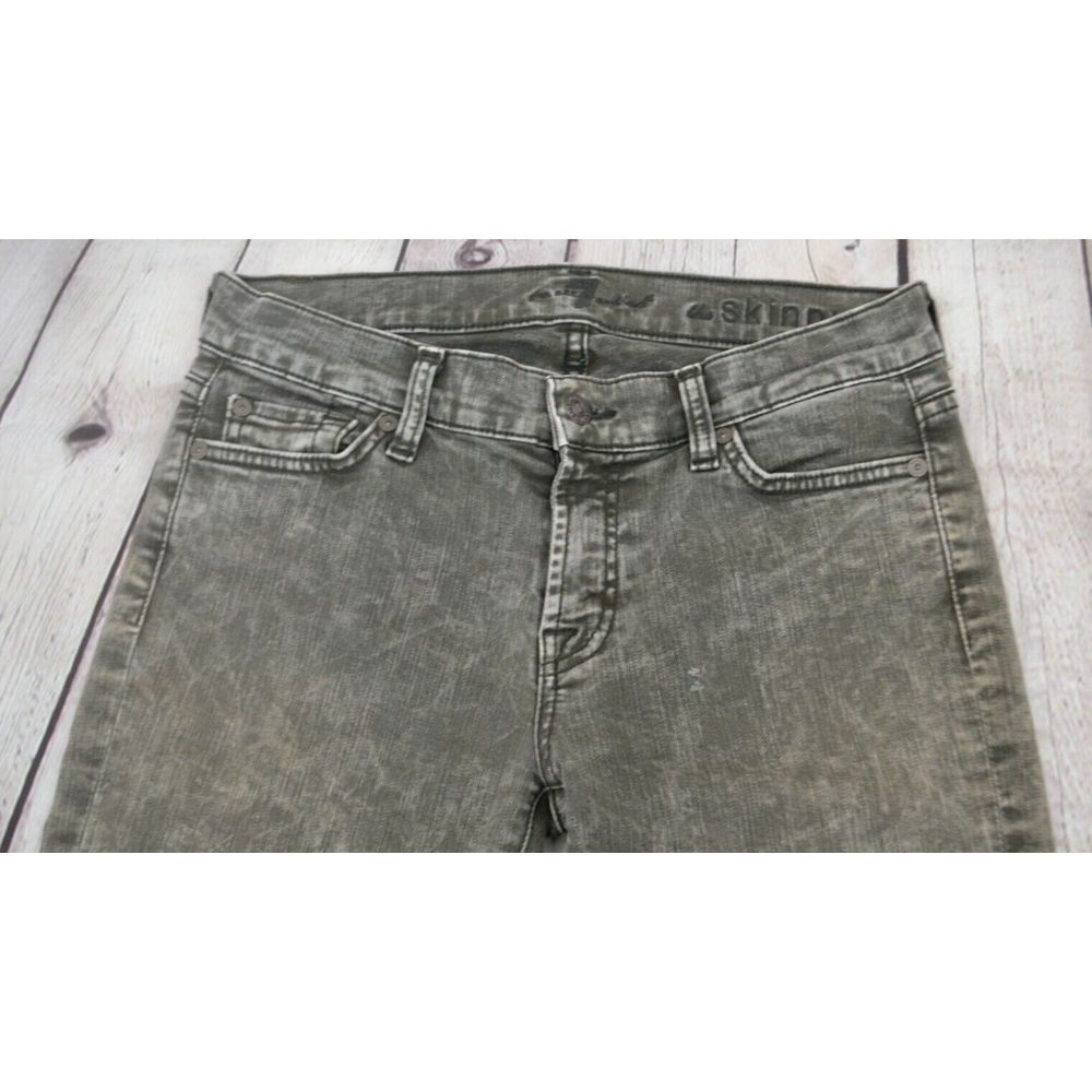 7 FOR ALL MANKIND Women's The Skinny Ankle Jeans SIZE 28 Green Wash - Picture 5 of 10